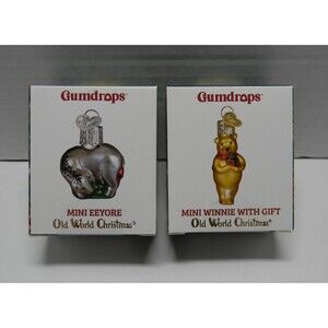 Old World Christmas Gumdrops Mini Winnie The Pooh and Eeyore Set of 2 NIB